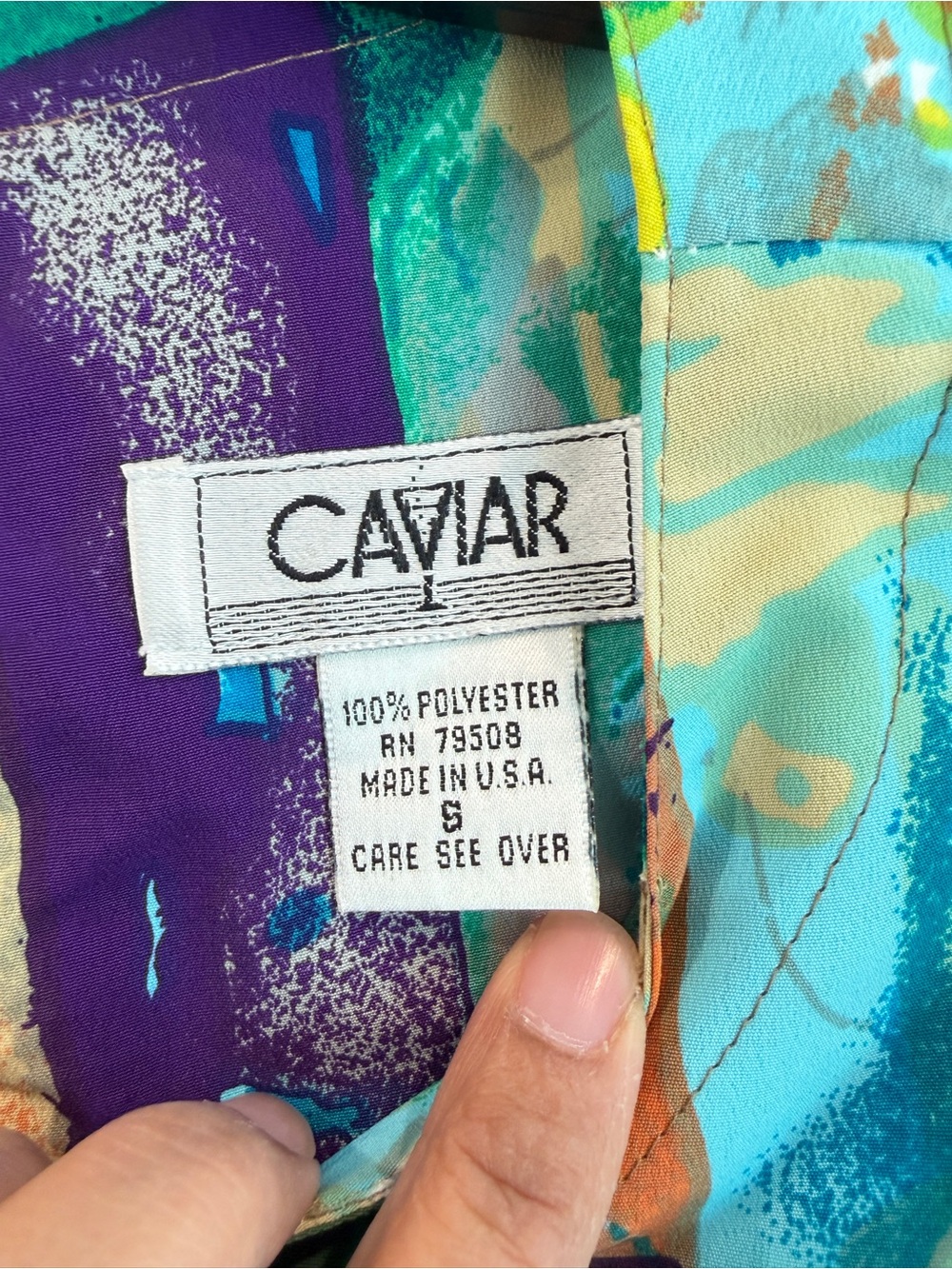 Vintage Caviar Women’s Colorful Blouse in Artsy European Street Scene Print Sz S - Picture 5 of 10